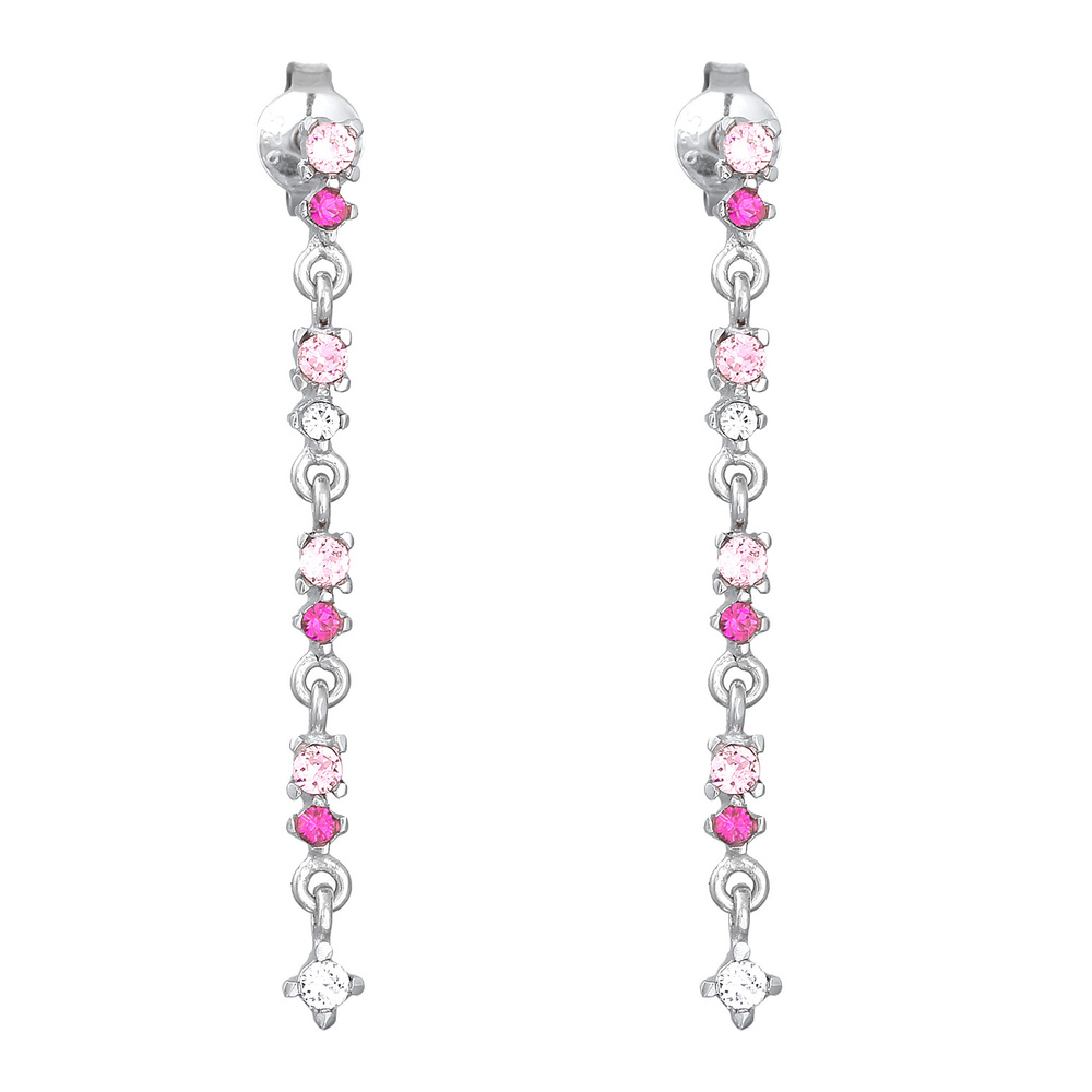 Elli Elli Boucles d'Oreilles Femmes pendentif d'oreilles étincelant avec cristaux rose Boucles d'oreilles