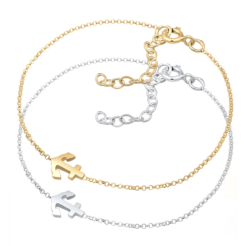 Elli Elli Bracelet Set Anker Paar Freundschaft Bi-Color 925er Silber Bracelet