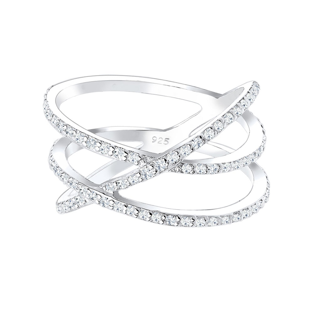 Elli Elli Bague 925 Sterling Silber Zirkonia Wickelring Bague