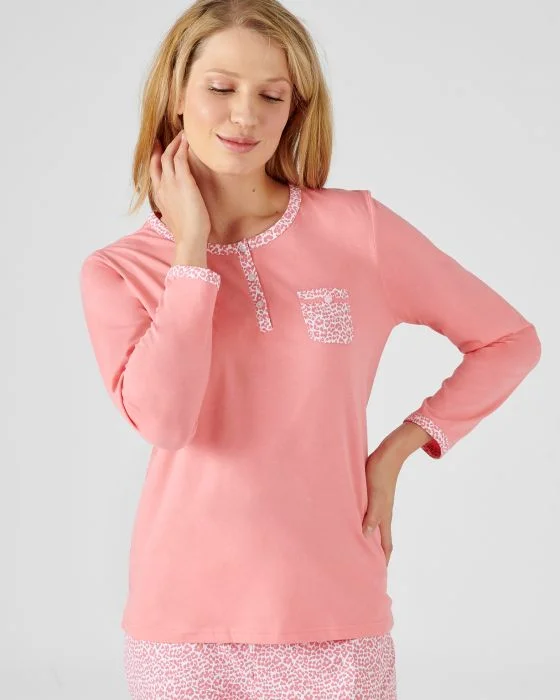 Pyjama pur coton peigné, manches longues