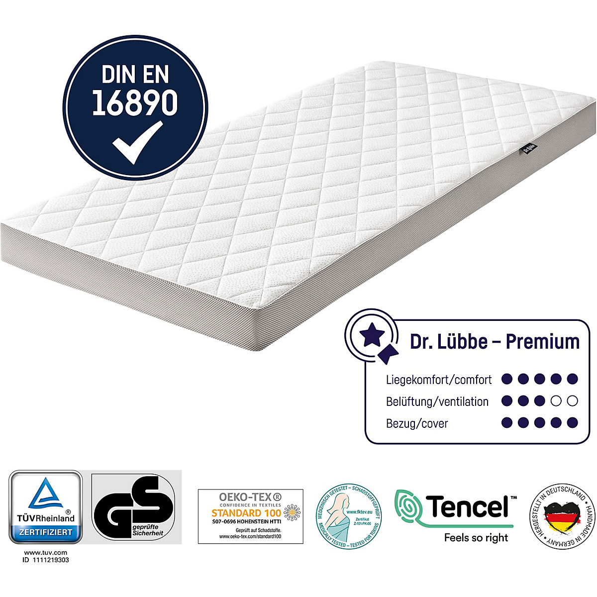 Kinder Matratze Dr. Lübbe Air Premium, 70 x 140 cm