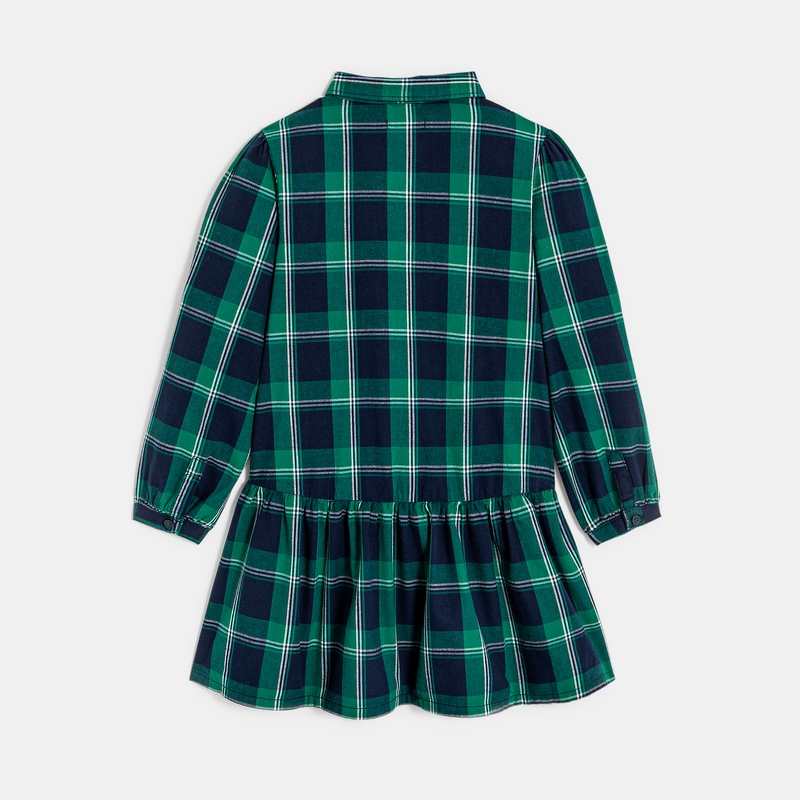 Robe à carreaux écossais marine et vert Fille