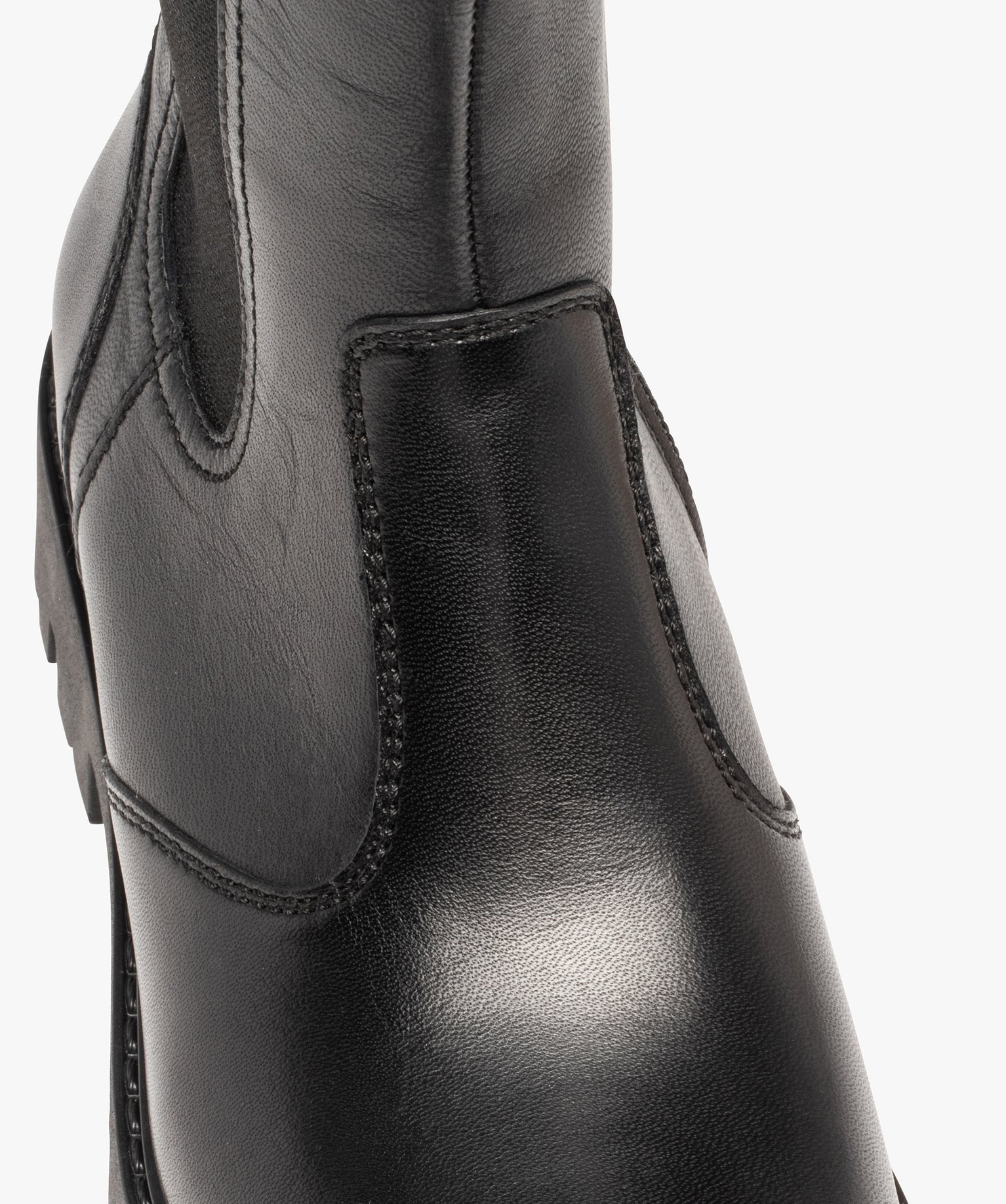Bottes fille dessus cuir uni à semelle crantée - Tanéo noir | GEMO