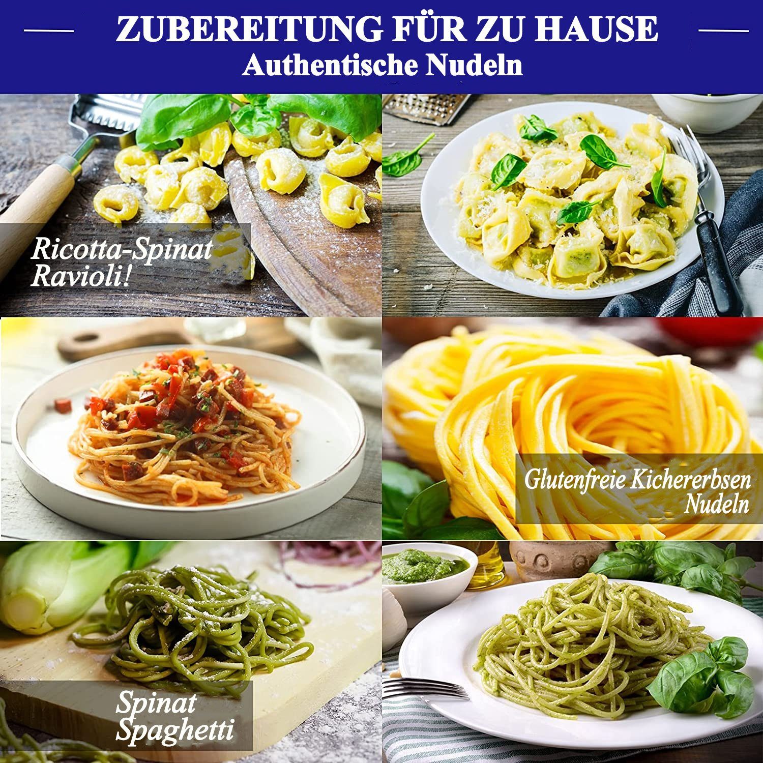 zggzerg Nudelmaschine Nudelmaschine, Edelstahl Pasta Maker Frische manuelle Pasta Walze