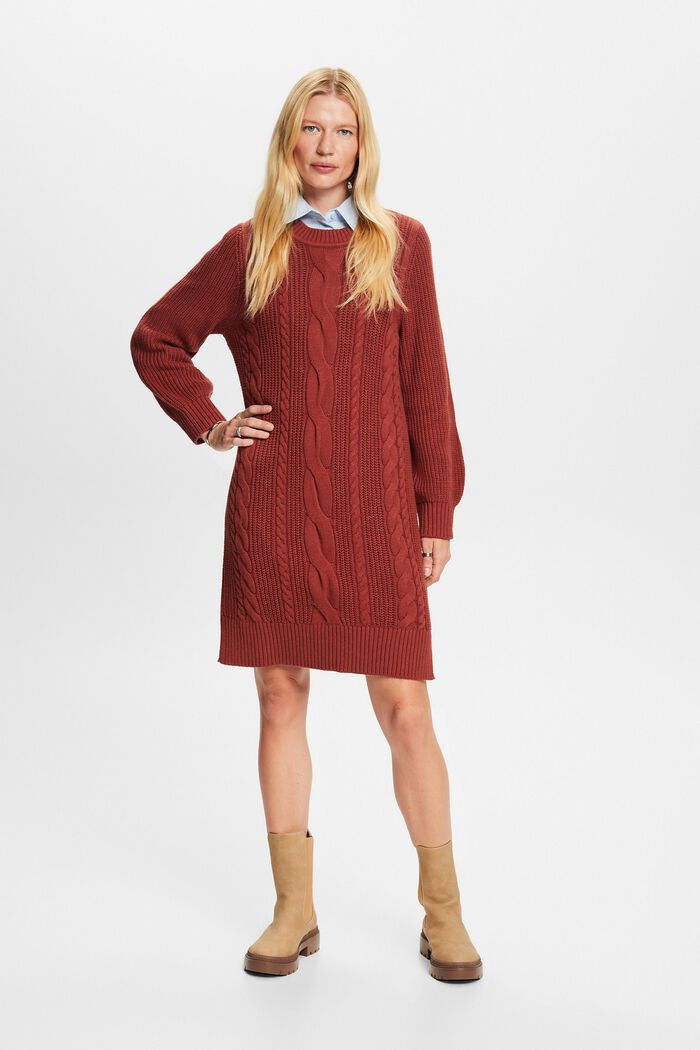 Zopfstrick-Pulloverkleid aus Wollmix