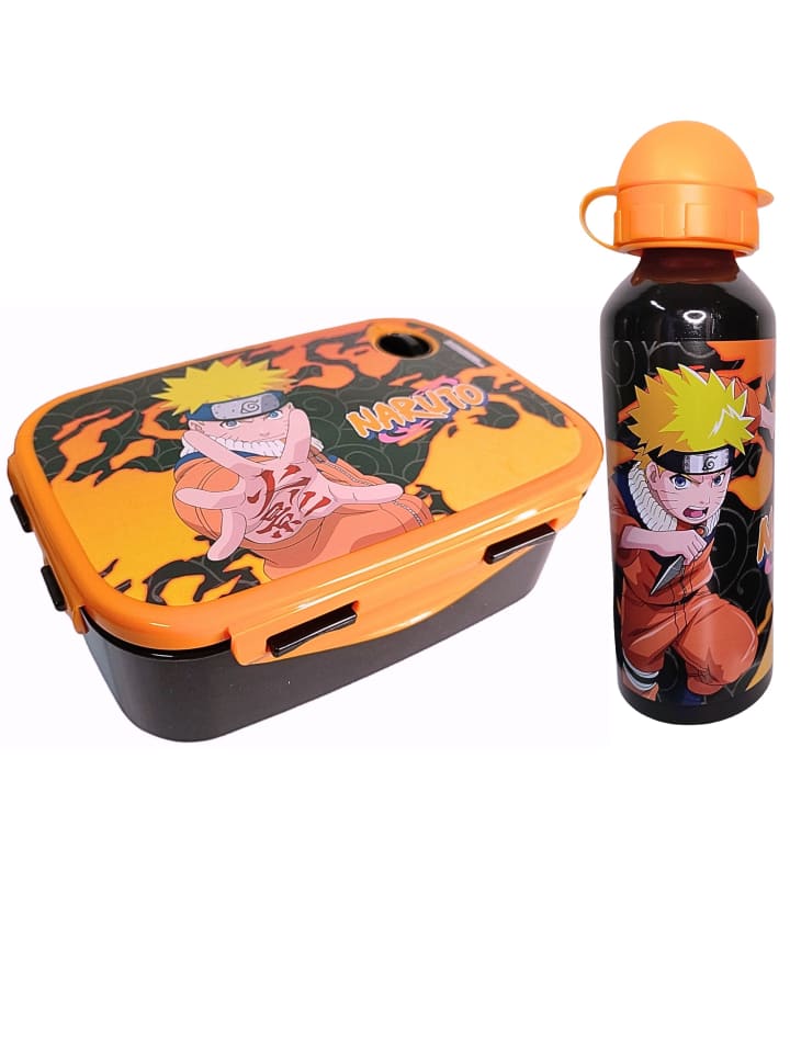 Naruto 2er Set: Brotdose   Alu-Trinkflasche Naruto Shippuden in Schwarz günstig kaufen 5,5