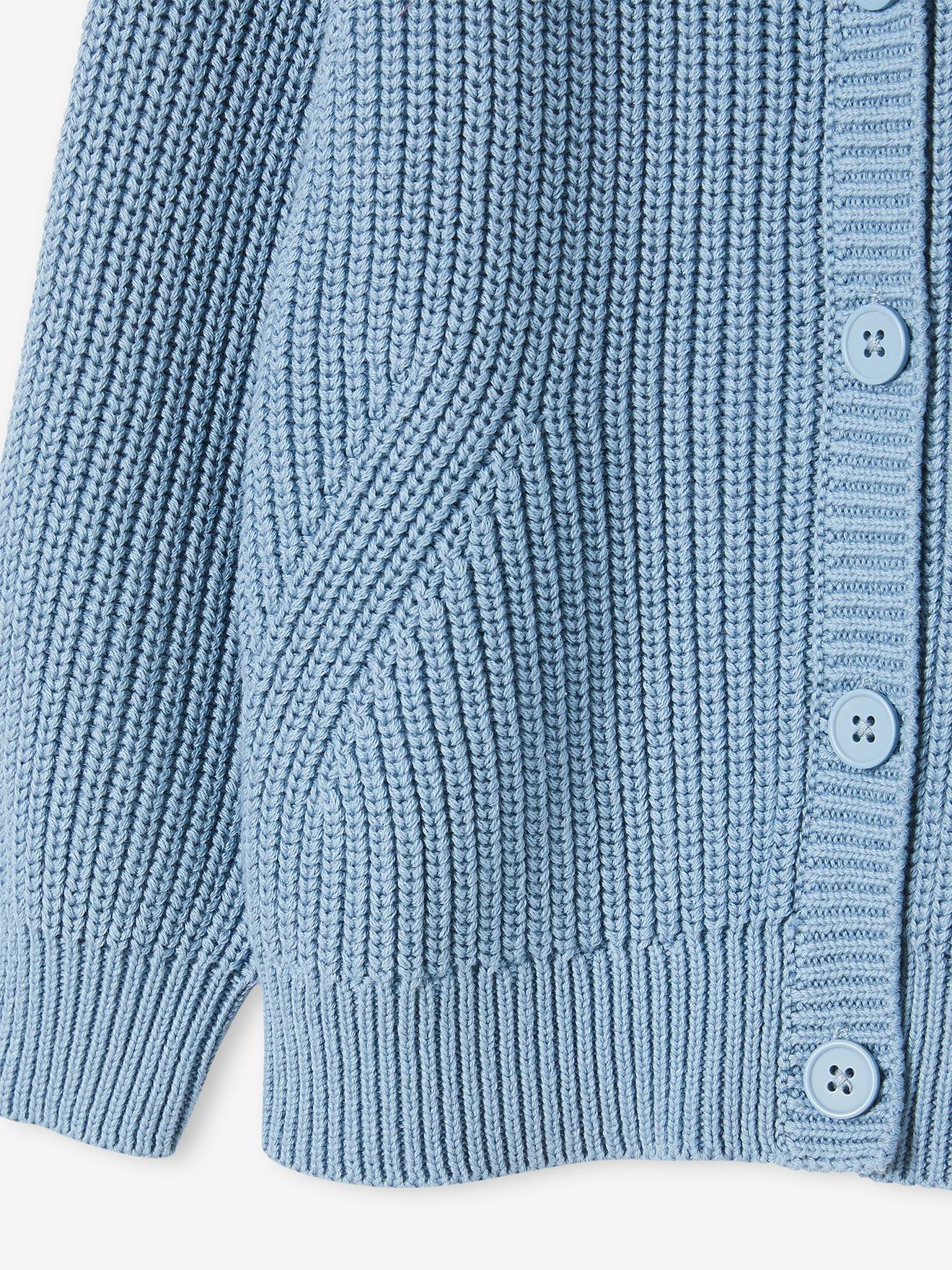 Gilet col V fille en côtes anglaises écru