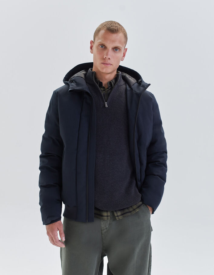 Doudoune navy nylon granité WATERPROOF BREATHABLE Homme