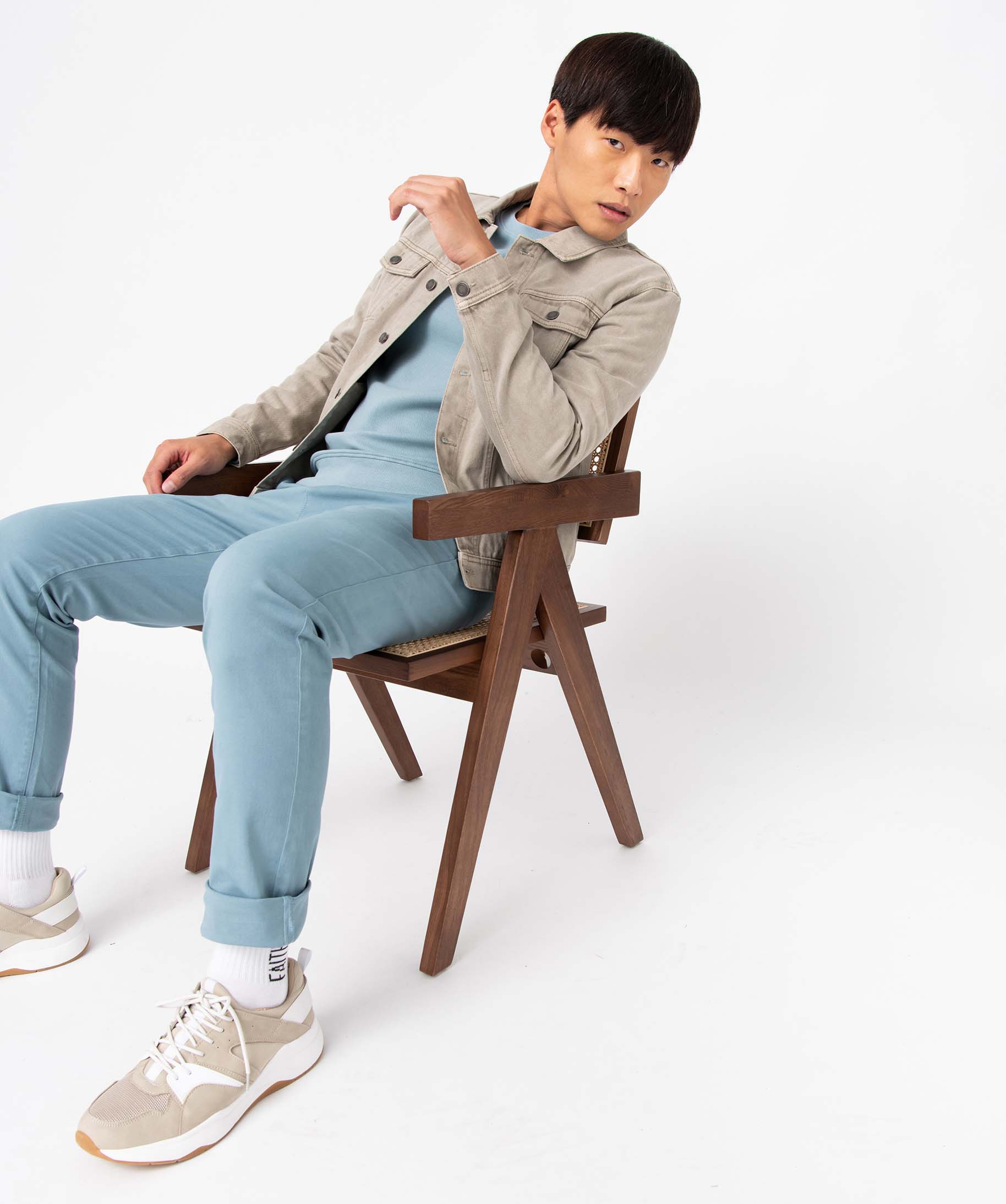 Pantalon chino en coton stretch homme bleu | GEMO