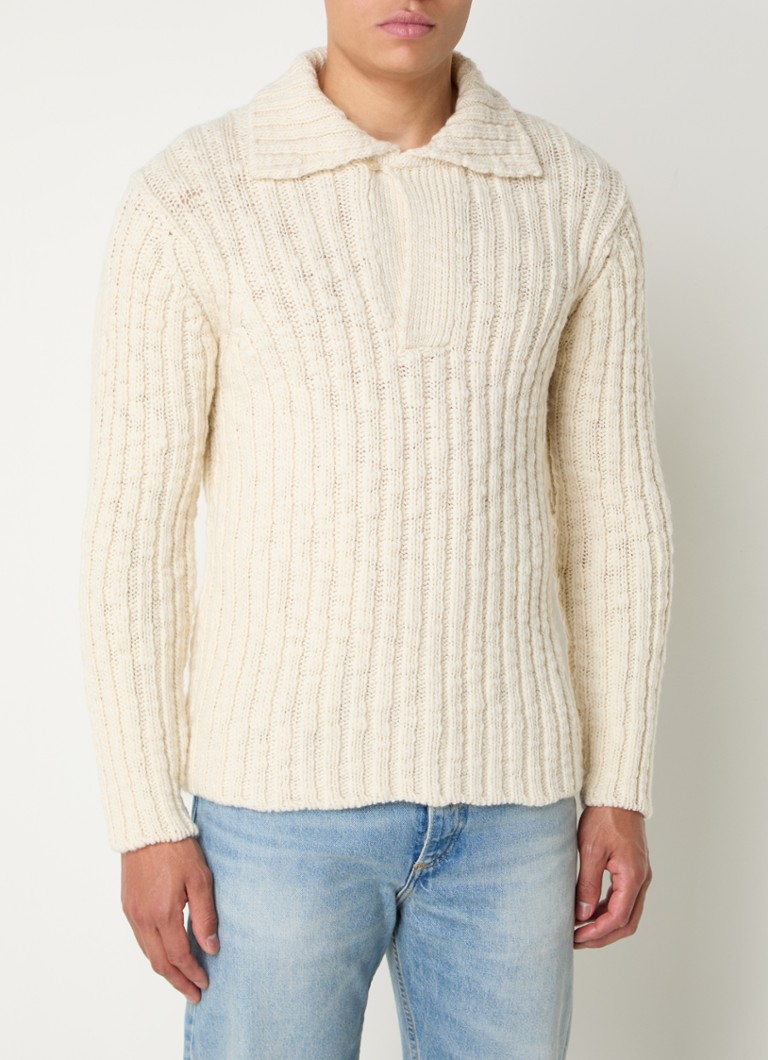 Maglione Sandro in lana a coste con colletto