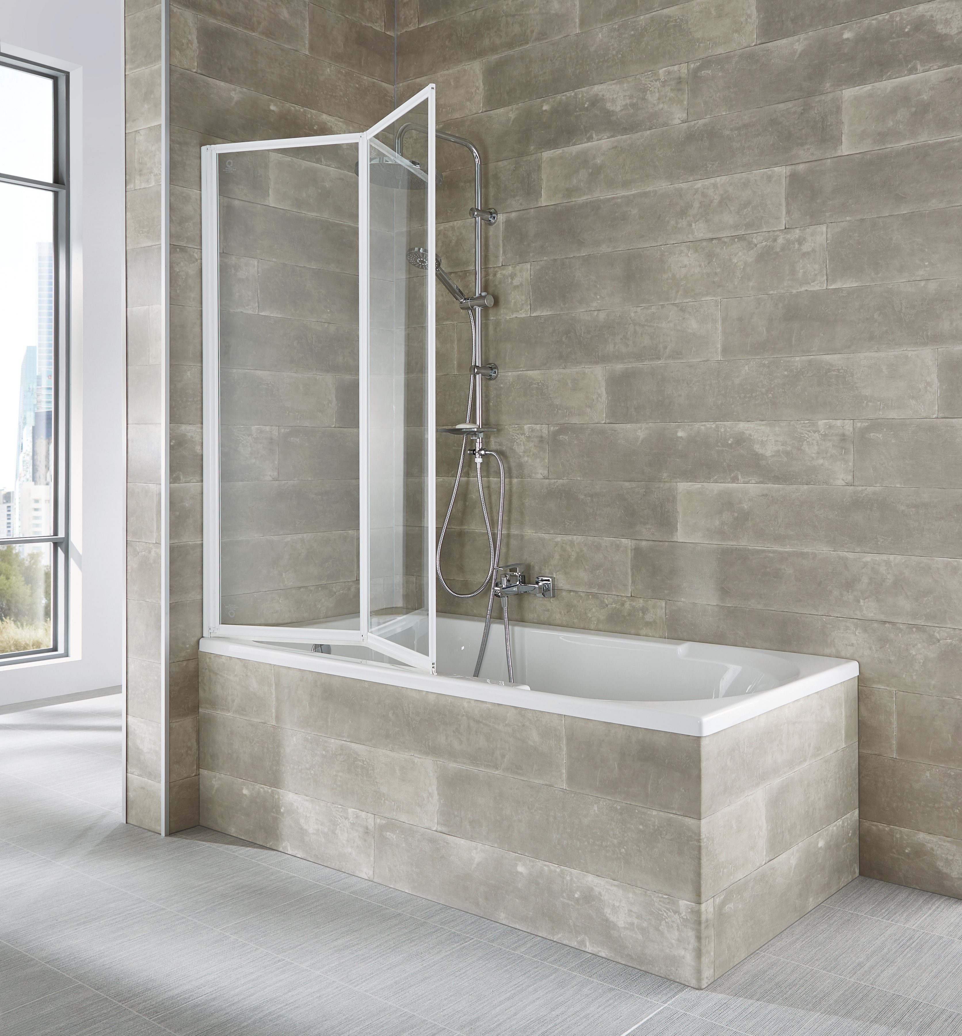 welltime Badewannenaufsatz Nassau, Einscheibensicherheitsglas, (2 tlg), Badewannenfaltwand, Spritzschutzwand für Badewanne