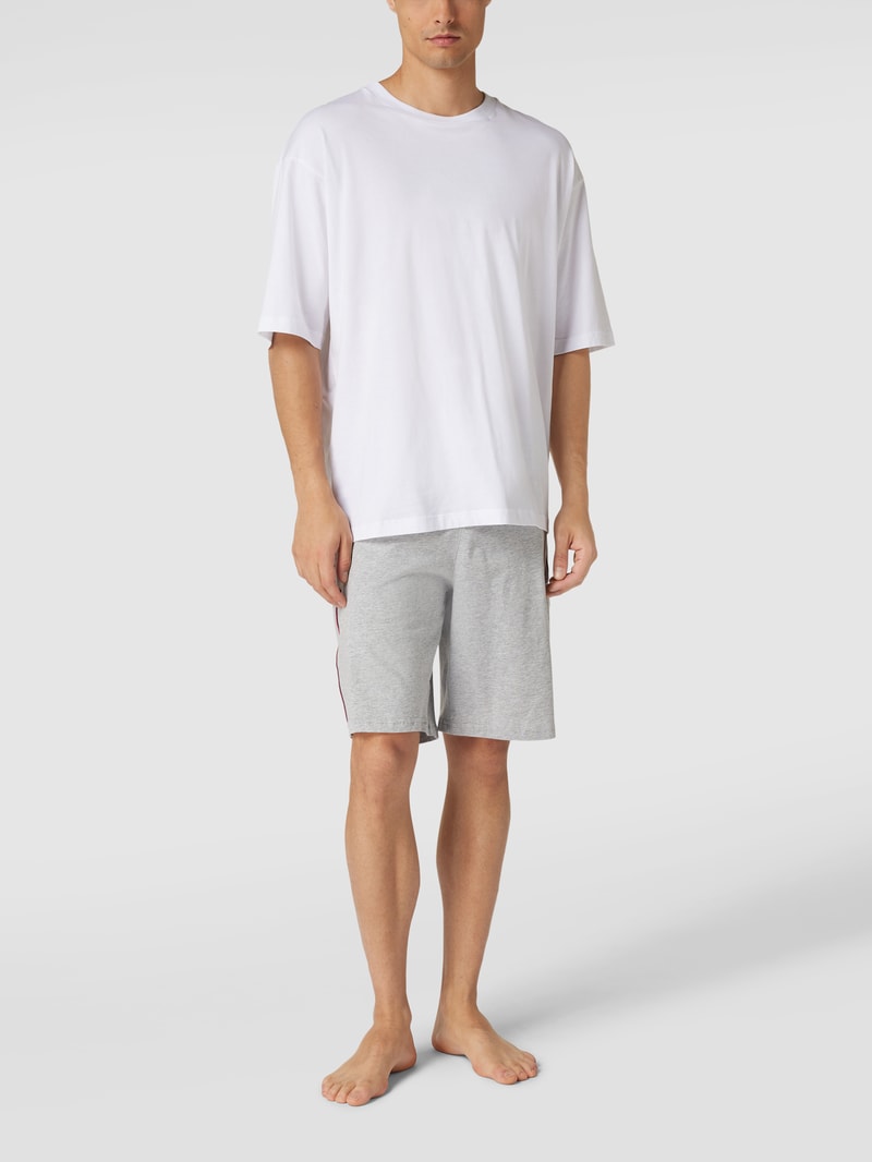 Pyjama-Shorts mit Logo-Stitching in hellgrau