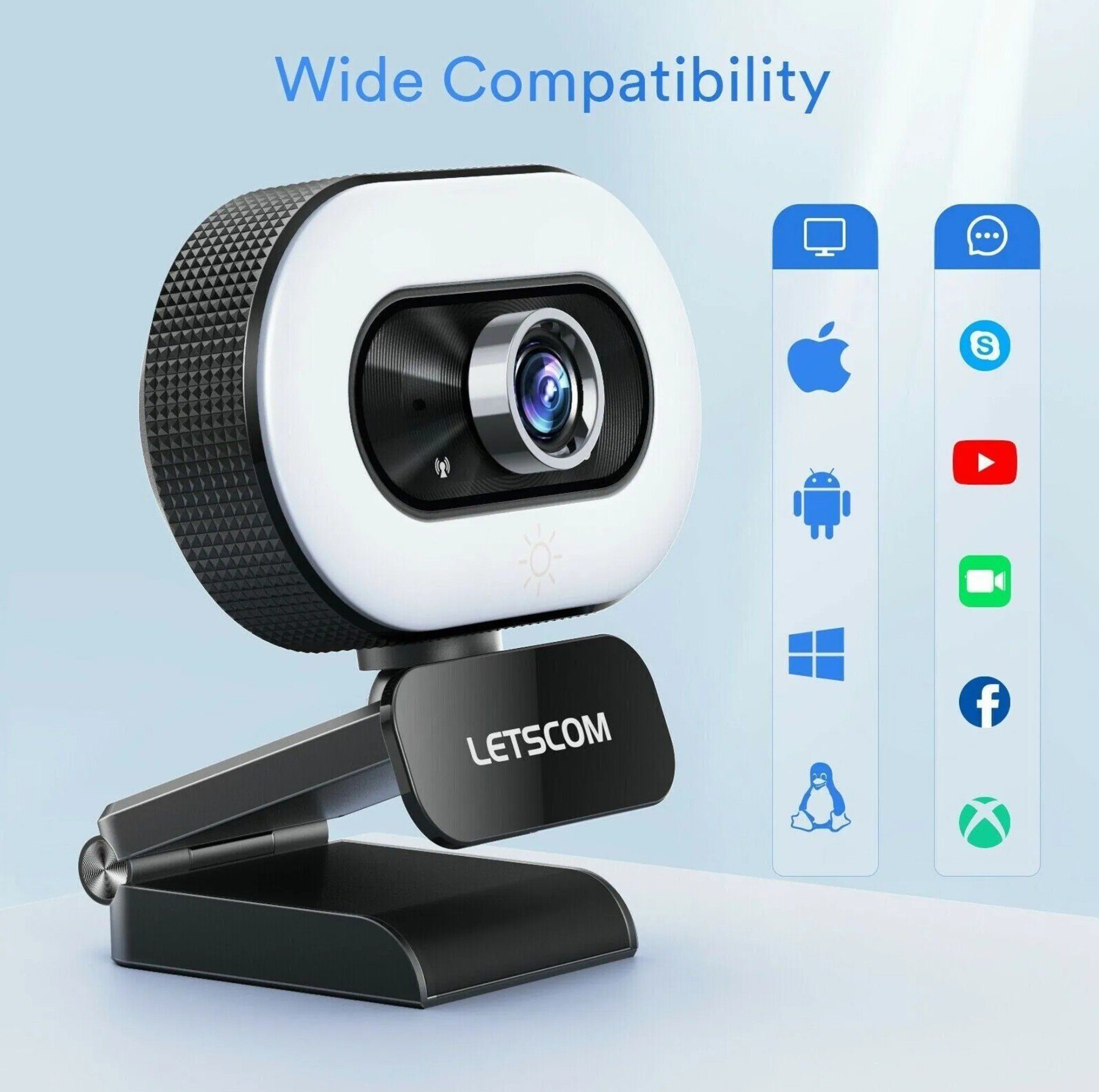 OKA 1080P Full HD Webcam mit 360° Drehung, USB Computer Kamera Full HD-Webcam (mit Mikrofon, T3601, Schwarz)