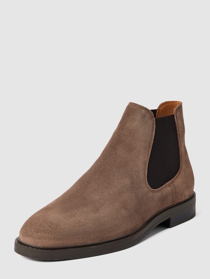 Chelsea Boots aus Leder mit elastischen Einsätzen in hellbraun