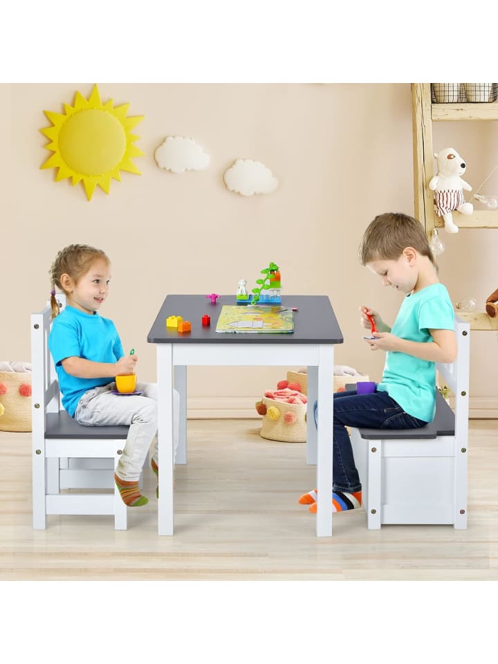 COSTWAY 4 tlg. Set Sitzgruppe in Grau günstig kaufen 70 cm