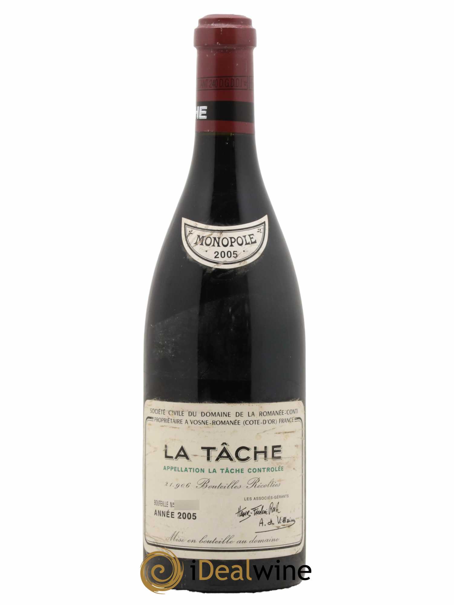 La Tâche Grand Cru Domaine de la Romanée-Conti  2005 - Lot de 1 Bouteille