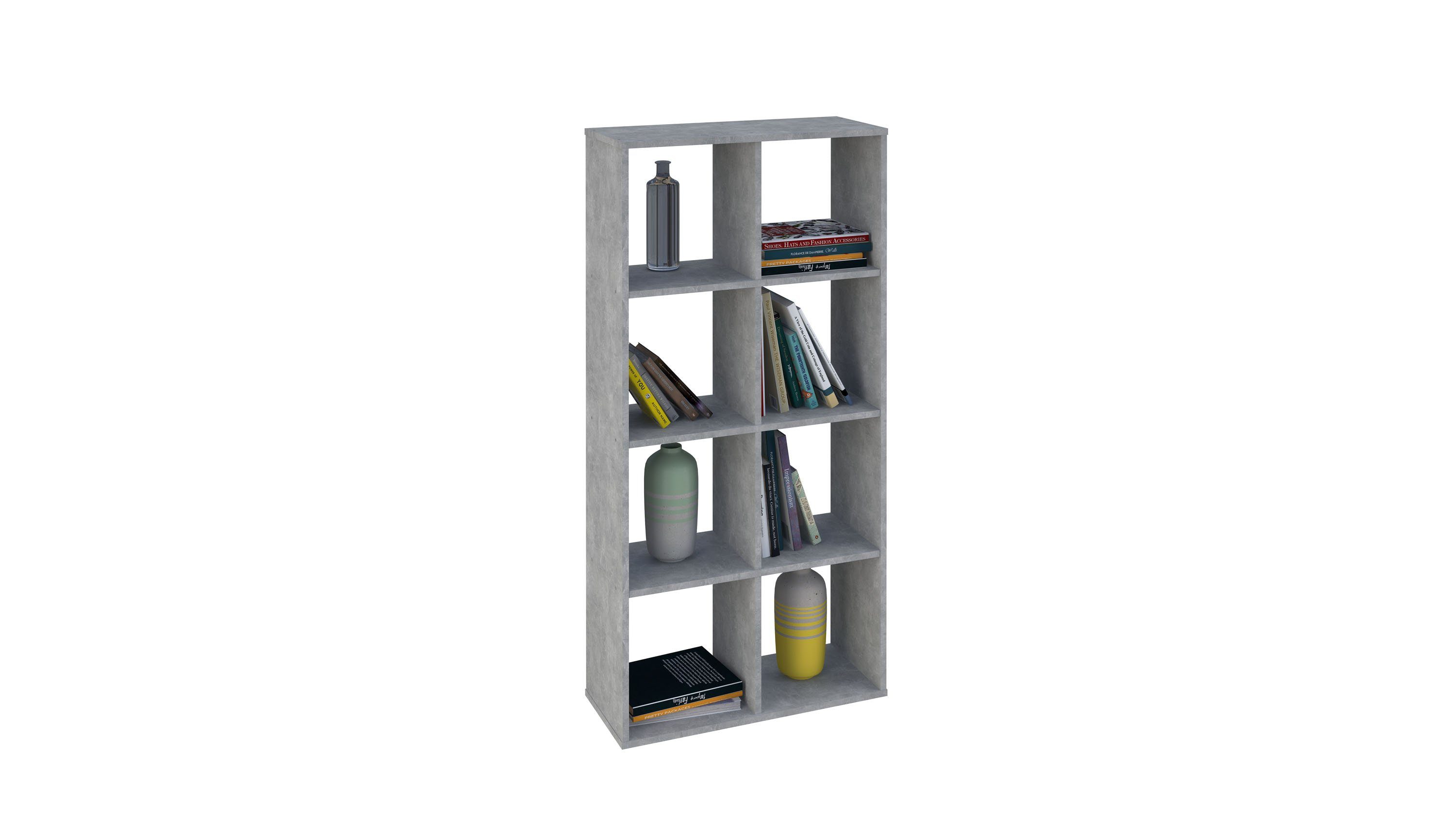 Polini Home Raumteilerregal Raumteiler Würfelregal 142 x 70 x 29 cm Bücherregal Regal grau 8 Fächer