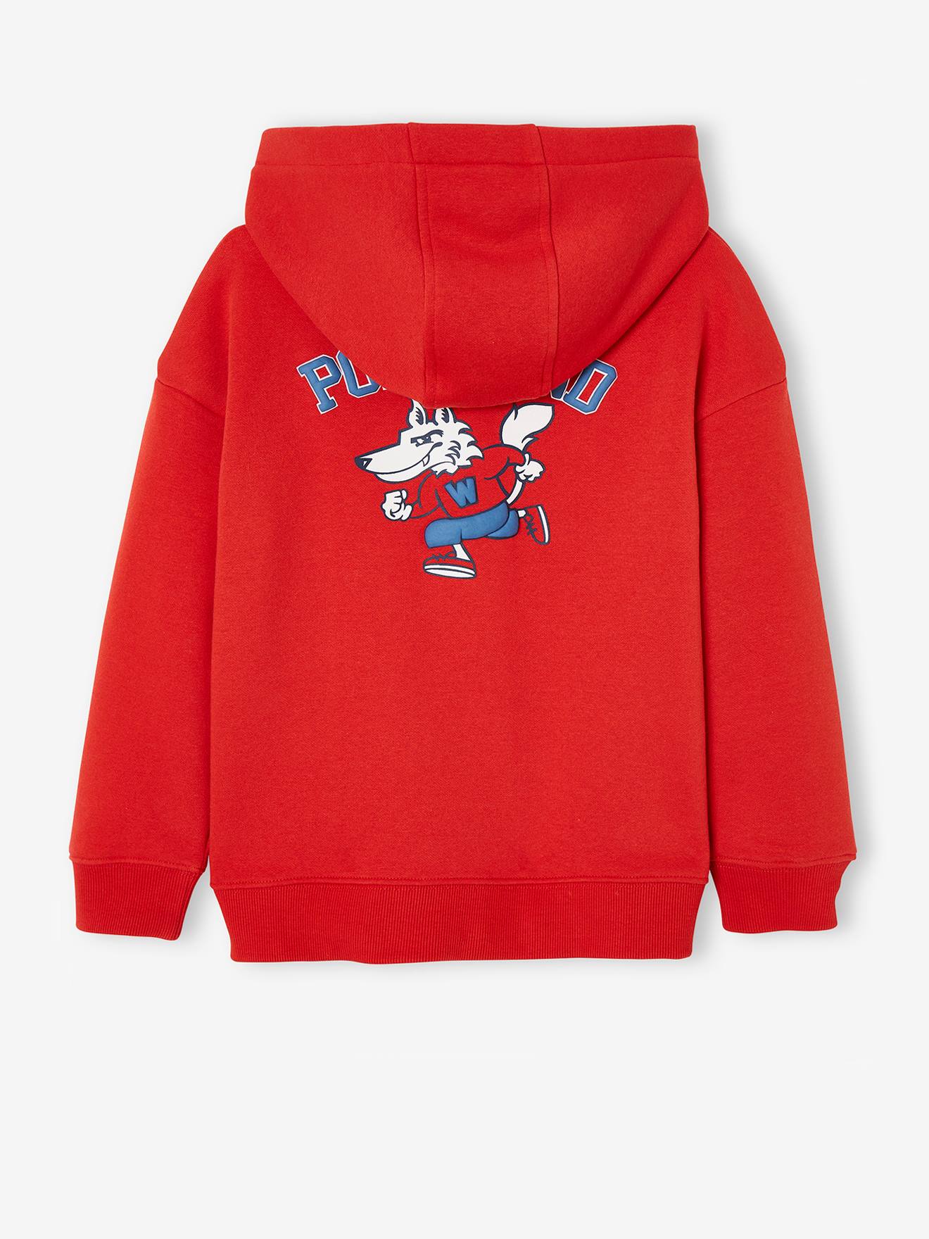 Sweat à capuche sport grand motif team Portland au dos garçon rouge