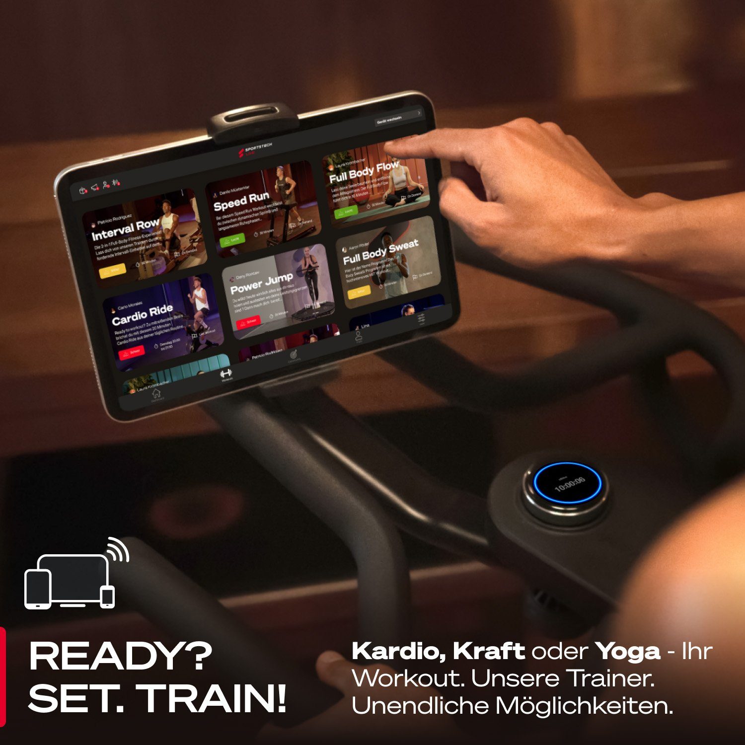 Sportstech Speedbike sBike Lite, Smartes Indoor Bike mit LED + App mit Live & On-Demand Kursen