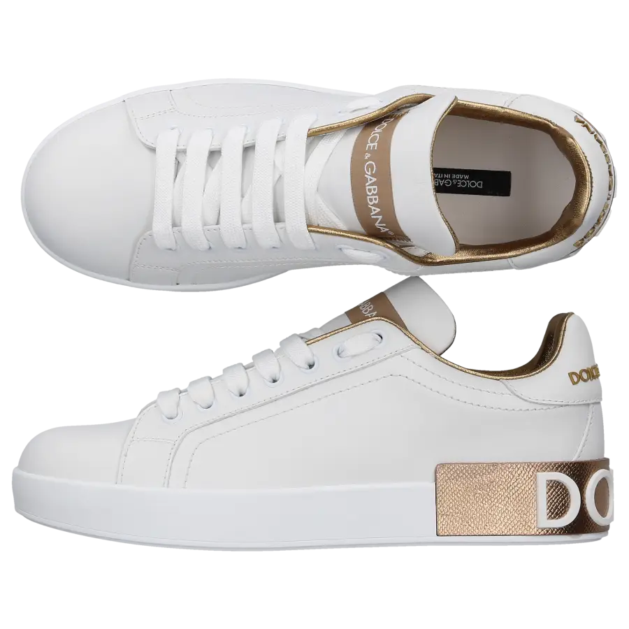 Dolce & Gabbana - Sneaker low PORTOFINO Kalbsleder - weiß