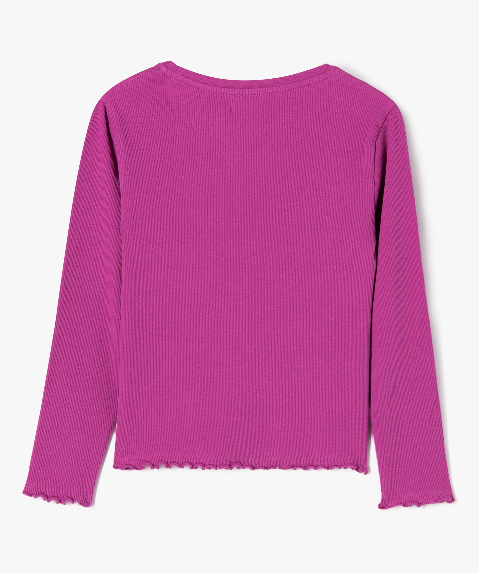 Tee-shirt à manches longues et maille ctelée fille violet | GEMO