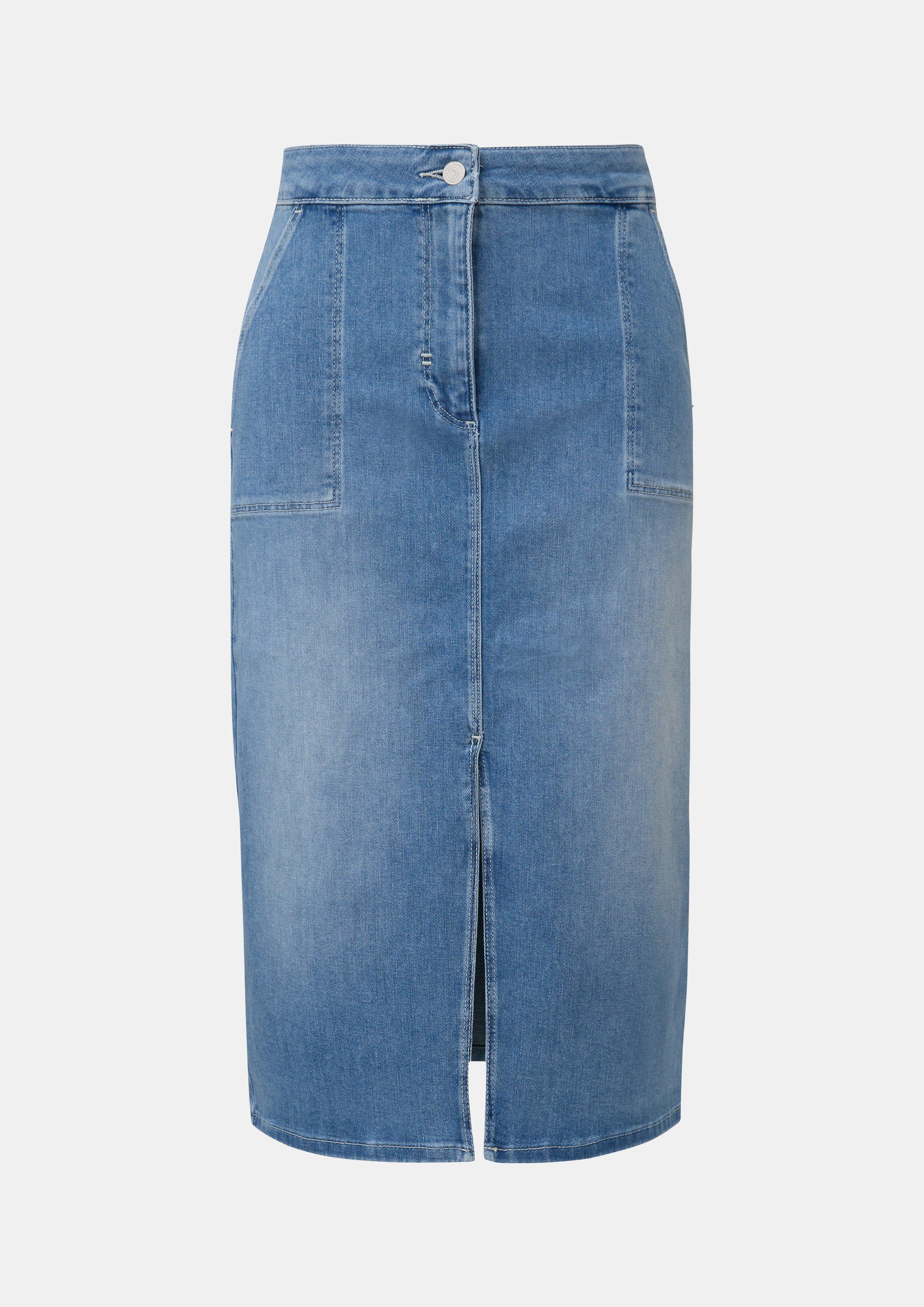 Midi-Rock aus Denim - blau