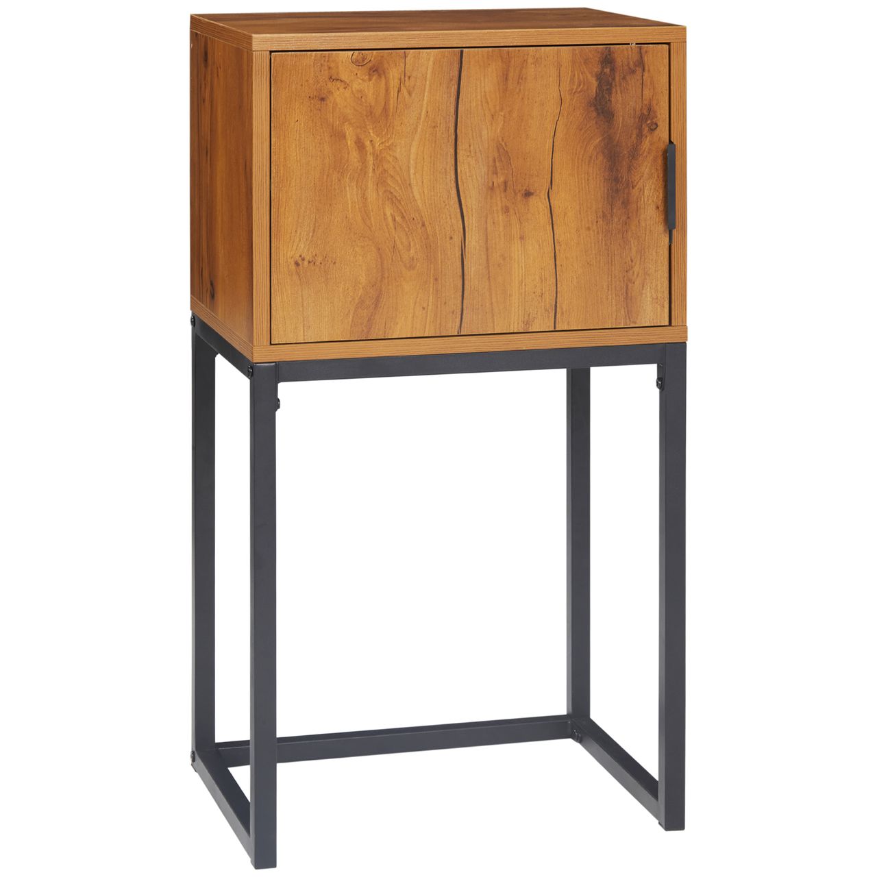 HOMCOM Konsolentisch, Flurtisch mit Schrank, Sofatisch im Industriedesign Natur