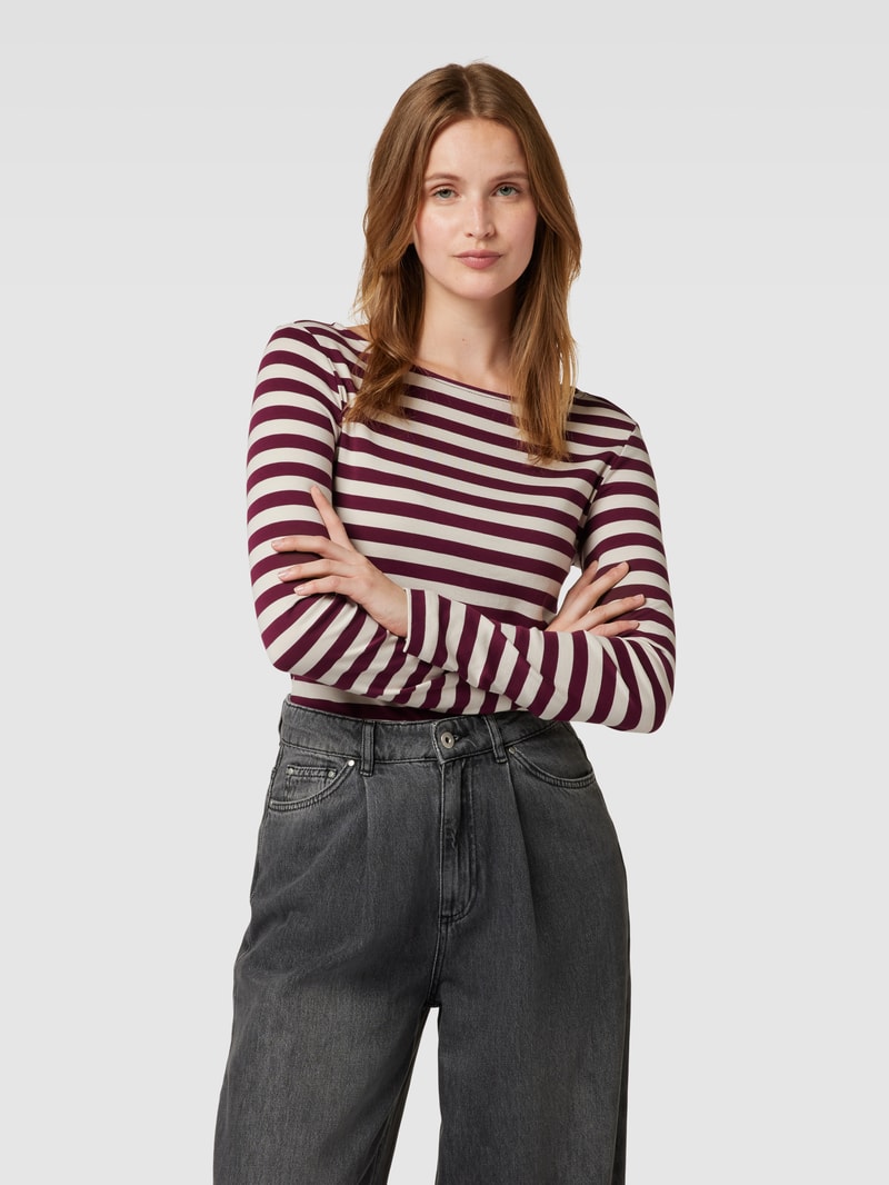 Longsleeve mit Streifenmuster in bordeaux rot
