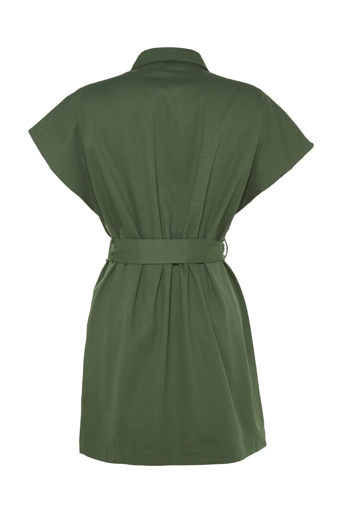 Trendyol Modest  Khakifarbene, gewebte Weste mit breitem Schultergürtel und Gürtel TCTSS23YL00049
