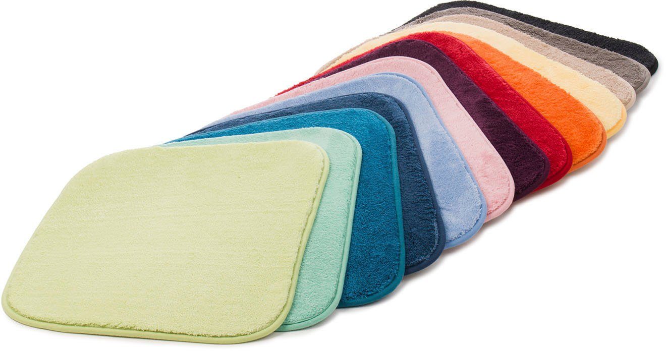 Badematte Rio Premium Gözze, Höhe 18 mm, rutschhemmend beschichtet, fußbodenheizungsgeeignet, schnell trocknend, Polyester, Badteppich, Uni Farben, waschbar, rechteckig & rund erhältlich