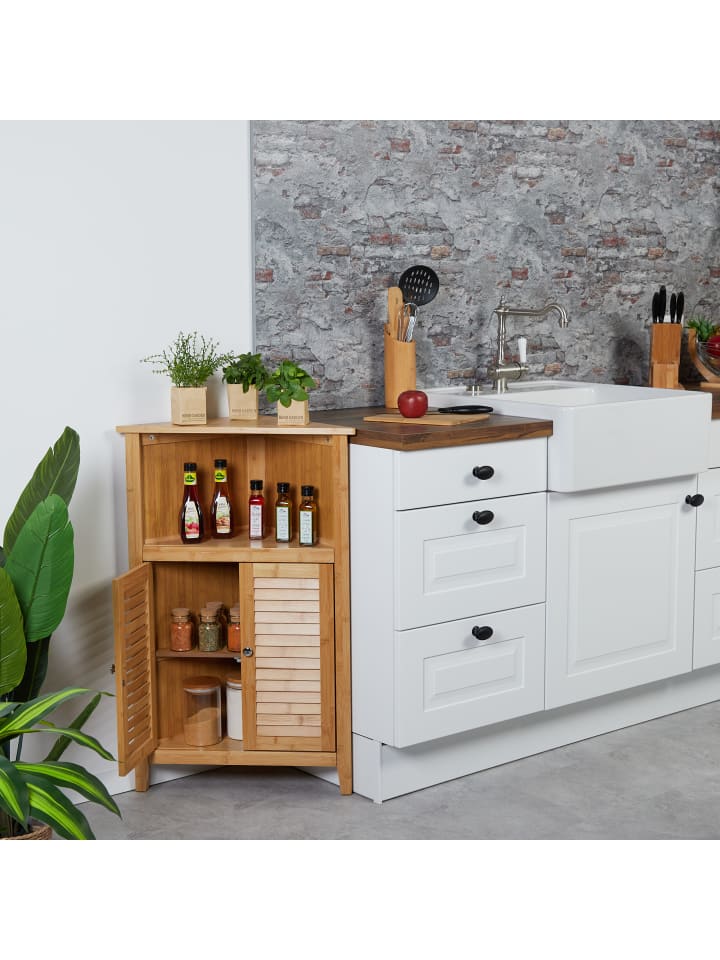 relaxdays Eckschrank in Natur - (B)58 x (H)92 x (T)30 cm günstig kaufen onesize