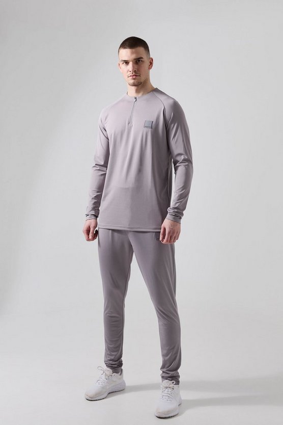 Tall Man Active Skinny Rundhals-Trainingsanzug mit 1/4 Reißverschluss