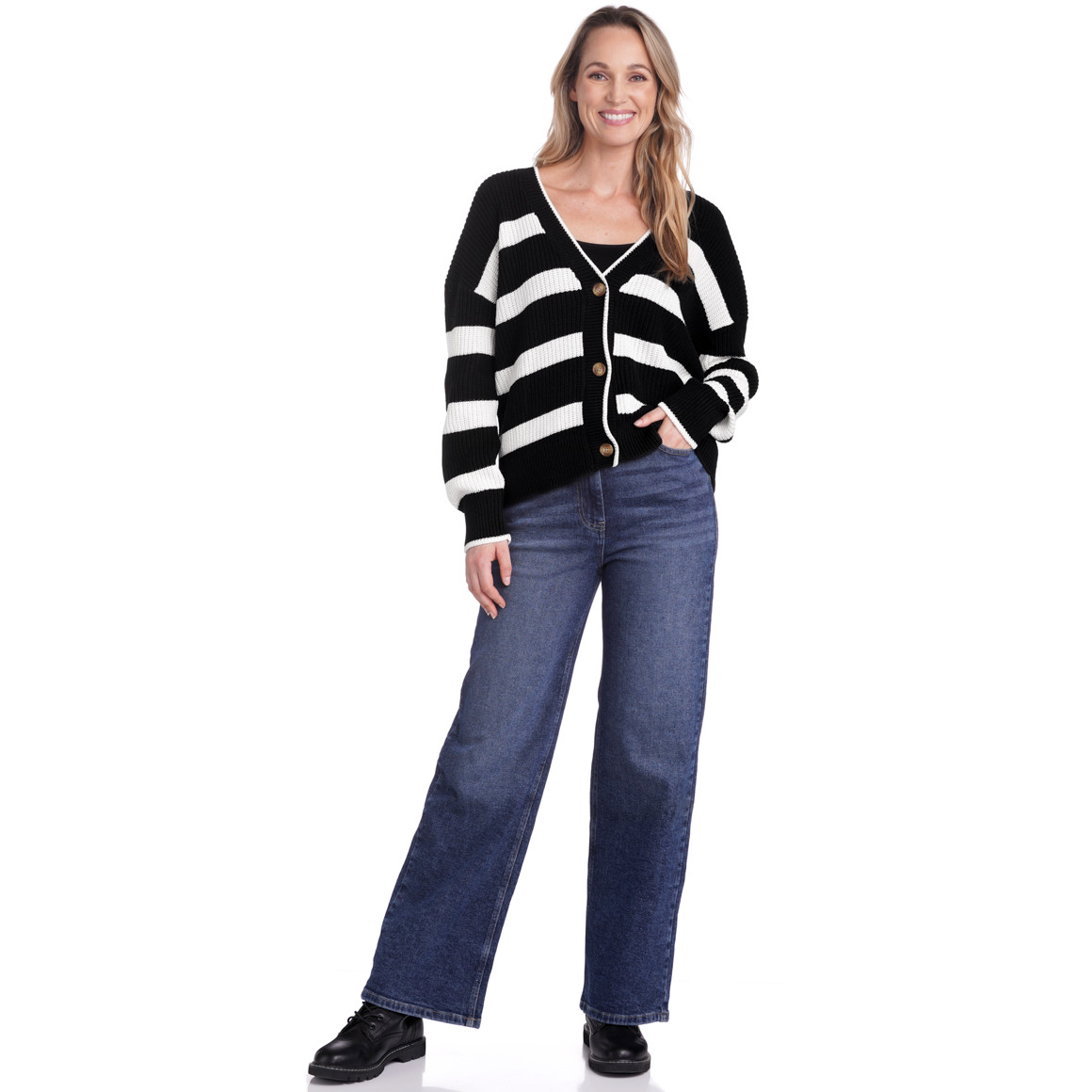 Damen Strickjacke mit Blockstreifen