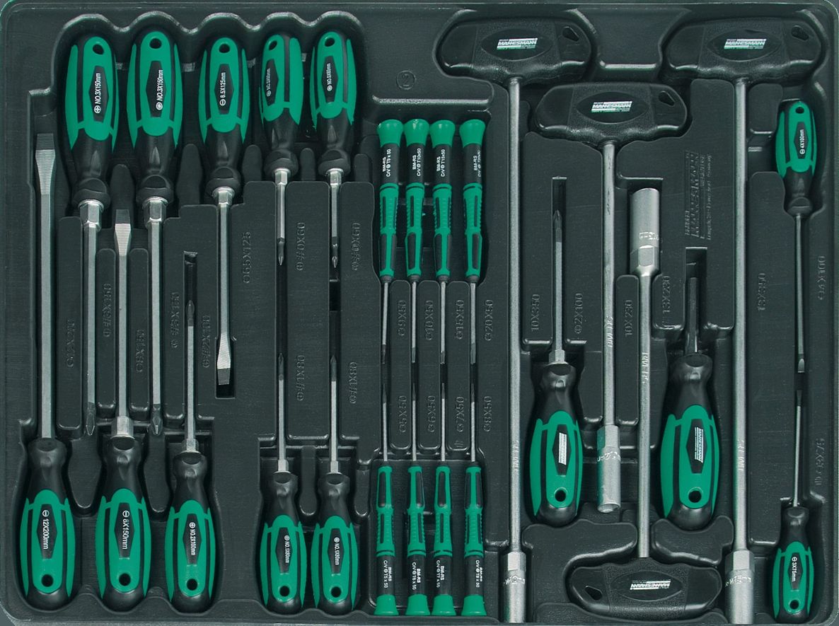 Brüder Mannesmann 28270 Chariot à outils 321 pièces Green Line