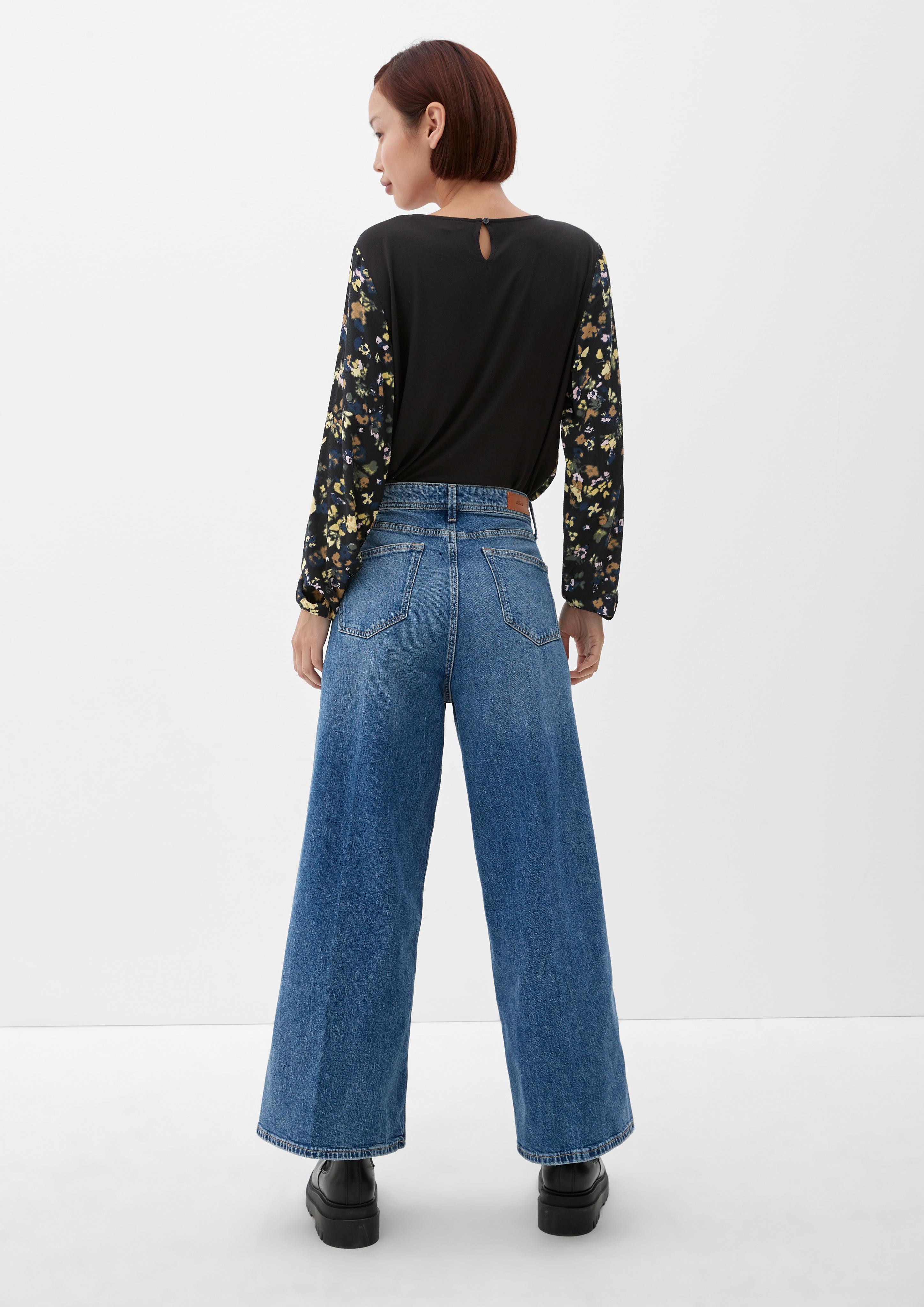 Blusenshirt im Materialmix mit Print  2122526-99A0