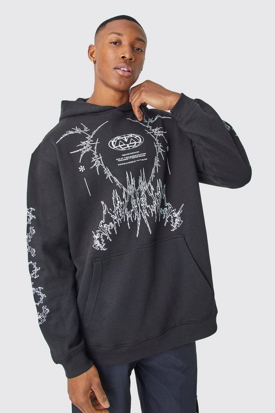 Oversize Hoodie mit Ärmel-Print
