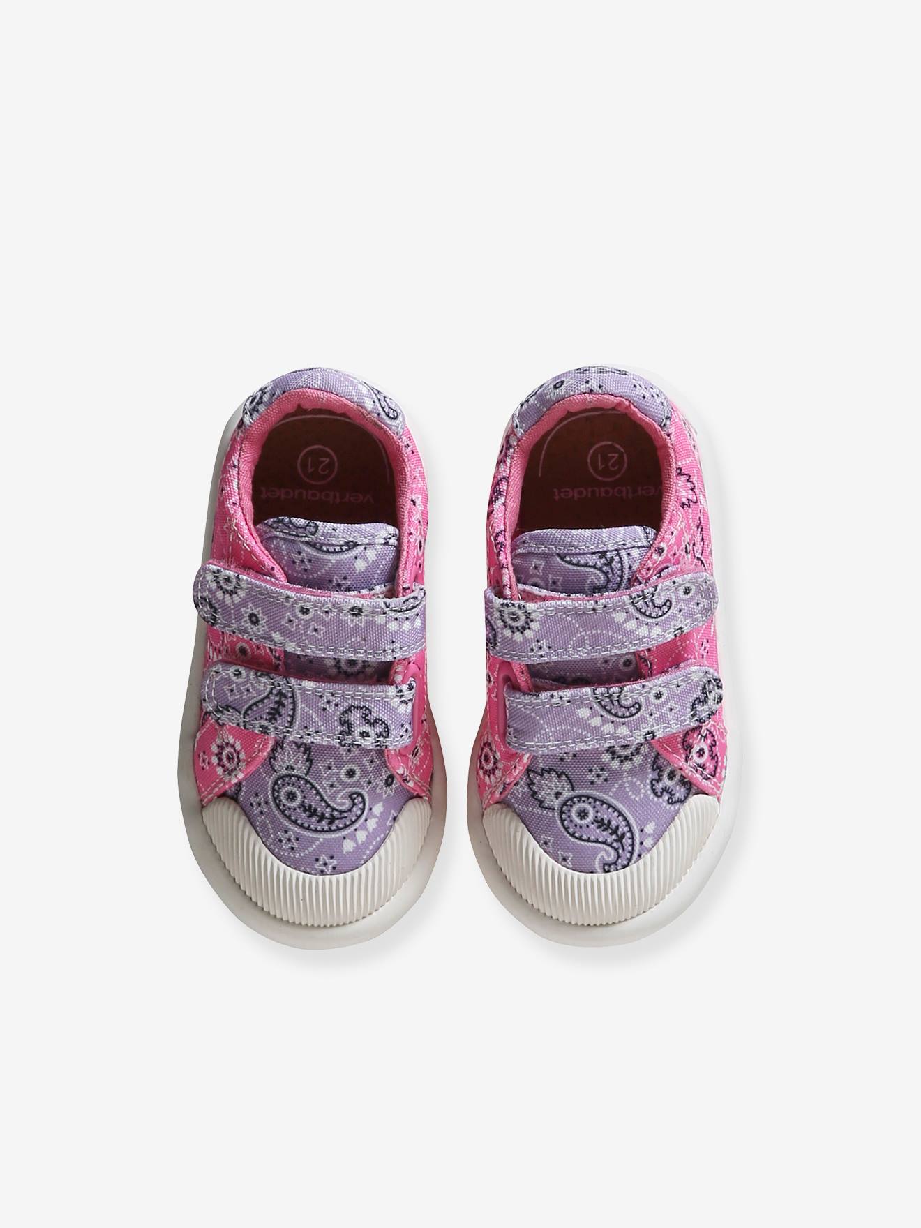Vertbaudet Mädchen Baby Stoffschuhe, Klett - mehrfarbig