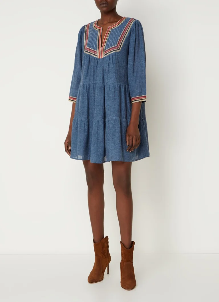 Vestido túnica corto Ba&sh Ciano con bordado