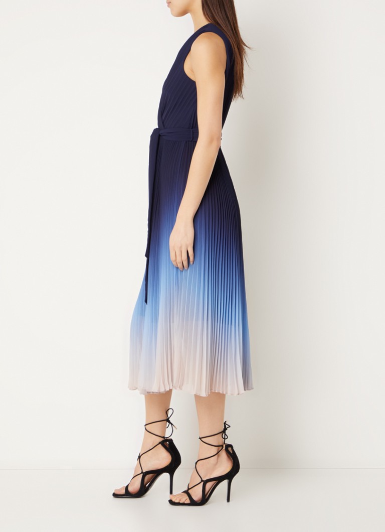 Vestido midi Freya de Phase Eight con pliegues y estampado tie-dye.