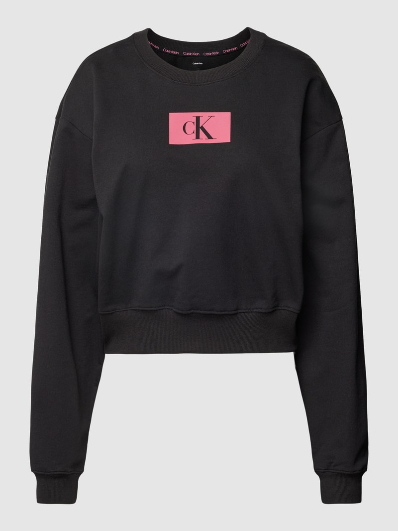 Sweatshirt mit Label-Print in schwarz