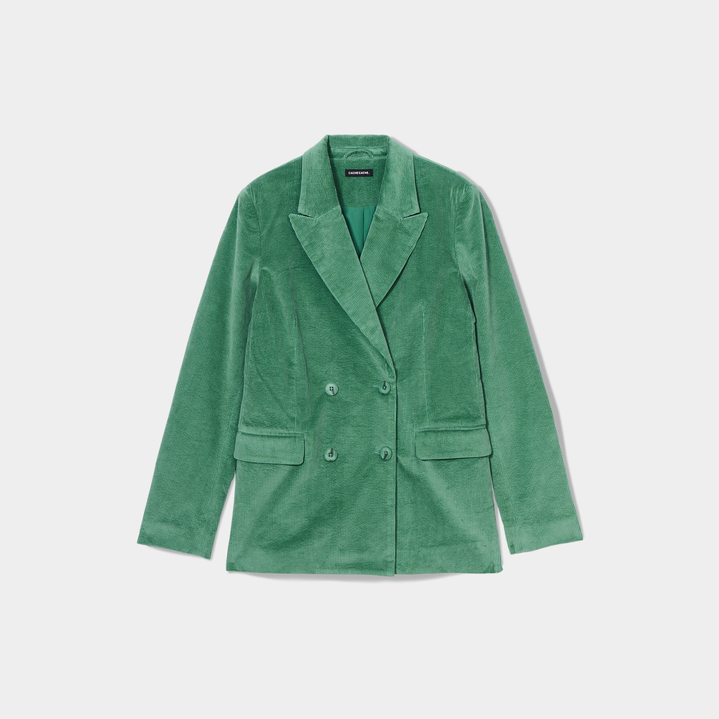 Veste blazer velours côtelé vert foncé femme | Cache Cache