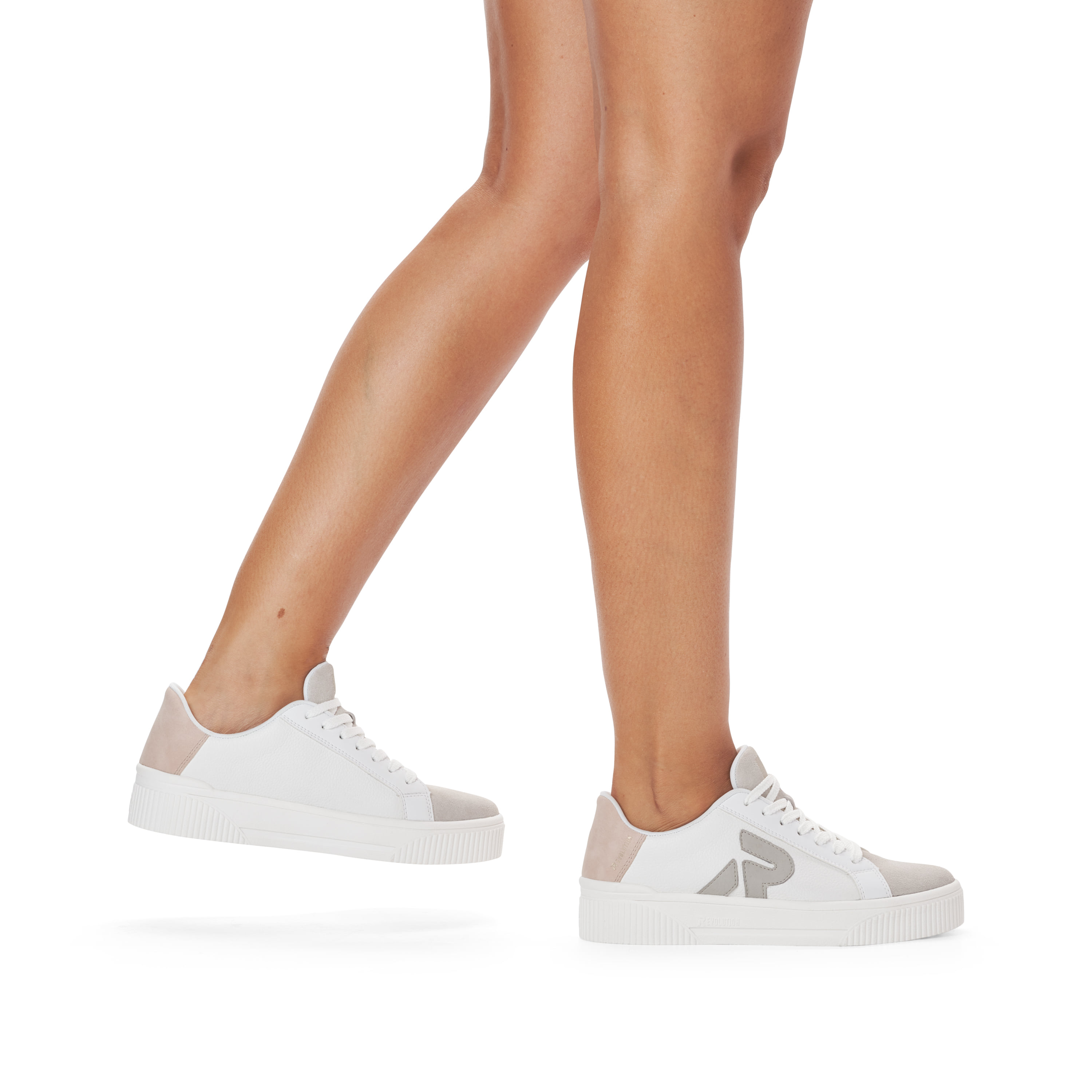 Rieker Damen Sneaker Low vanilla-white stone-grey