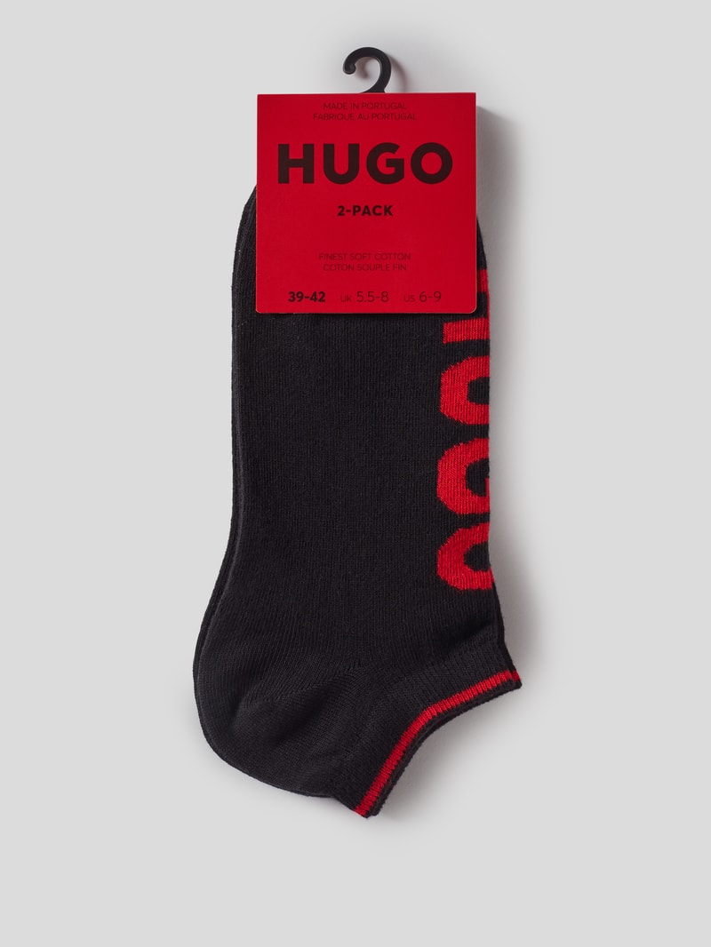Sneakersocken mit Logo-Print im 2er-Pack in schwarz