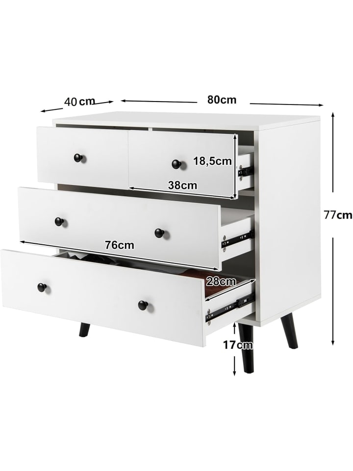 COSTWAY Kommode mit 4 Schubladen in Weiß günstig kaufen onesize