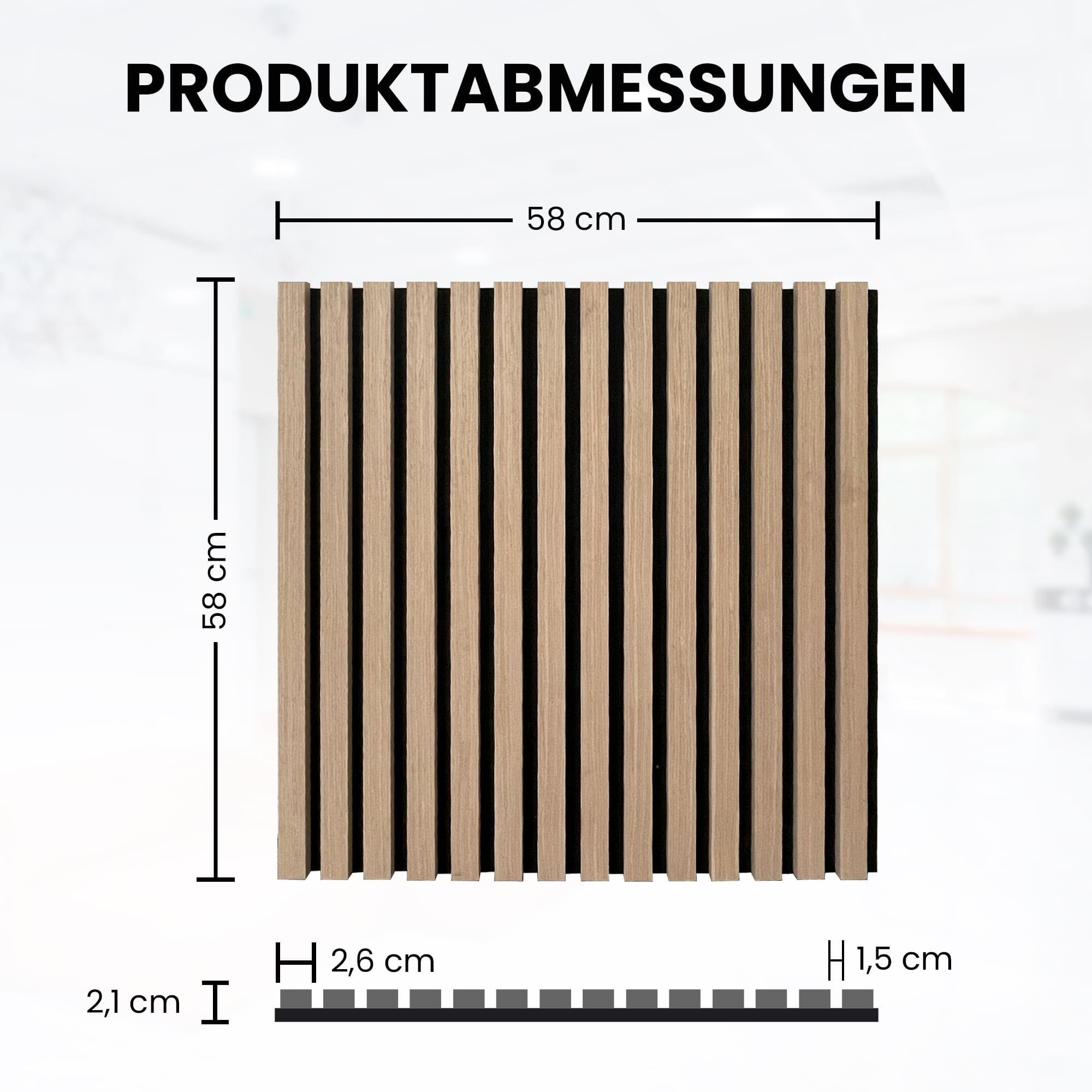 Endorphin Dekorpaneele 3 Stück Akustikpaneele quadratisch 58x58x2,1cm Holzfunier Eiche grau, 0.3364 qm
