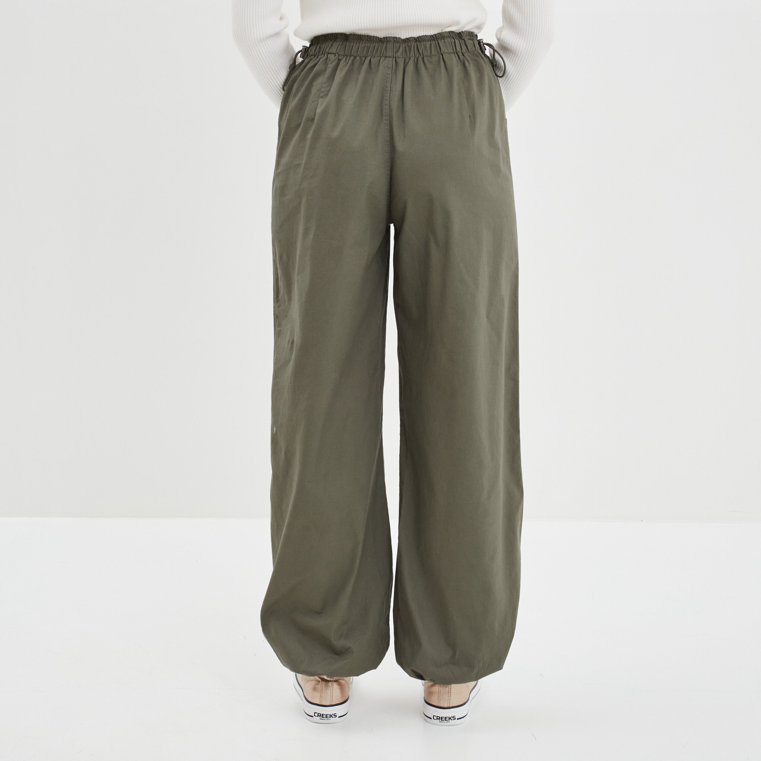 Pantalon loose bas resserré vert kaki femme | La Halle