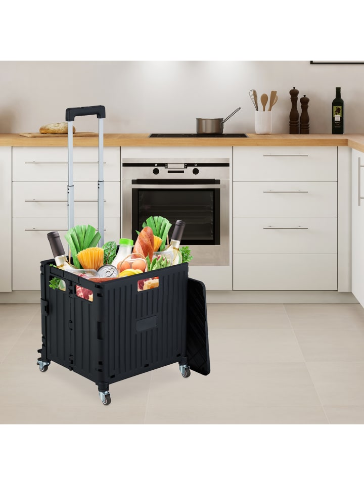 relaxdays Einkaufstrolley in Schwarz günstig kaufen onesize
