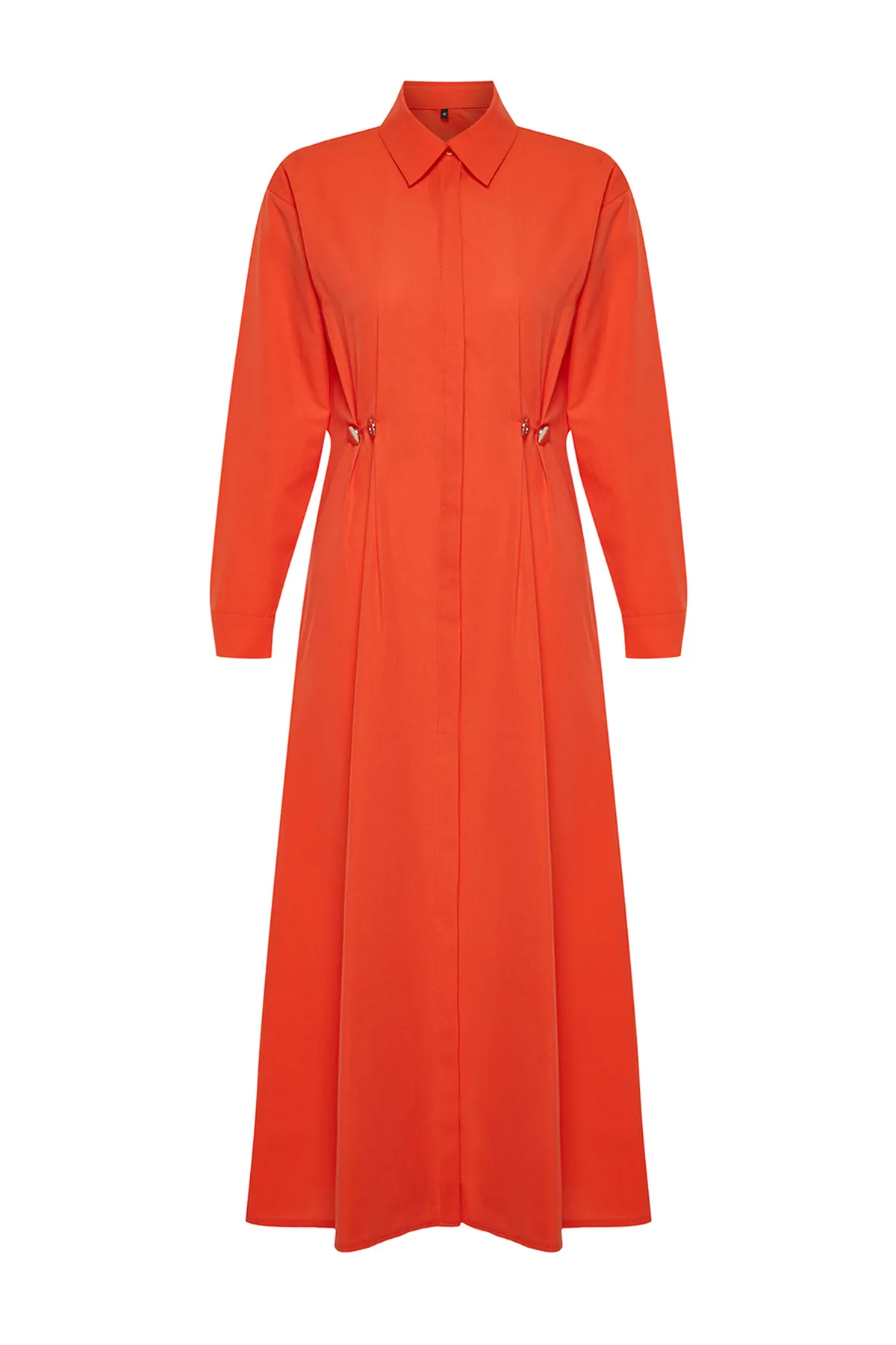 Trendyol Modest  Gefliestes Taillen-Accessoire, detailliertes gewebtes Hemdkleid TCTSS24EB00142
