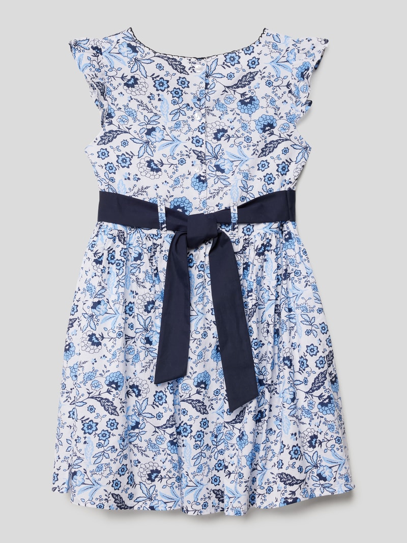 Kleid mit Taillenband in marineblau
