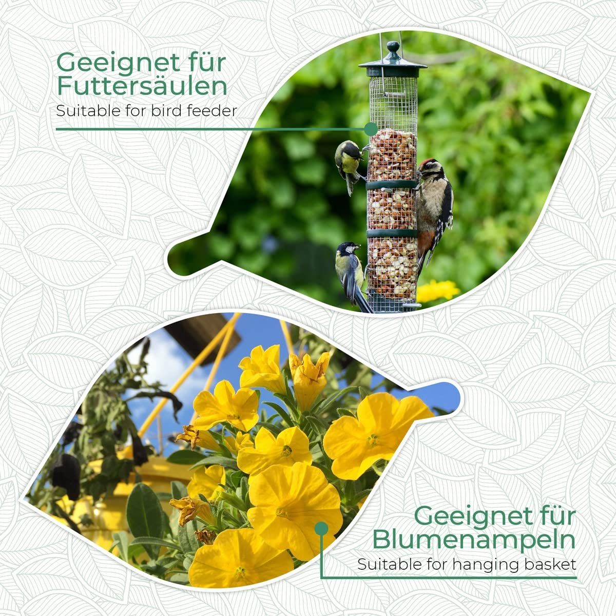 WILDLIFE FRIEND Wandhaken Wandhaken für Vogelfutterspender, Blumentopf & Vogeltränke, Braun A Gusseisen